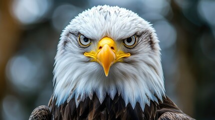 Naklejka premium Majestic Bald Eagle Portrait: A Close-Up Look at a National Symbol