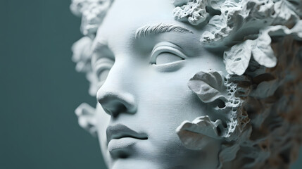 A virtual AI artist creating a digital masterpiece using advanced algorithms and neural networks in a 3D space 