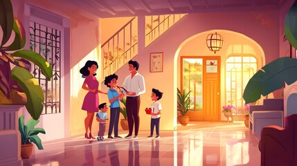 Happy Family Welcomes Son Home With Gifts