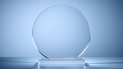 Empty acrylic award design mockup, blank glass trophy mockup. Template for a transparent crystal prize plate.