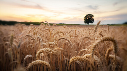 Golden Wheat Field at Sunset The Tranquil Beauty of Rural Landscapes