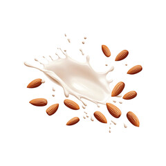 Fototapeta premium Almond milk splash isolated on a transparent background.