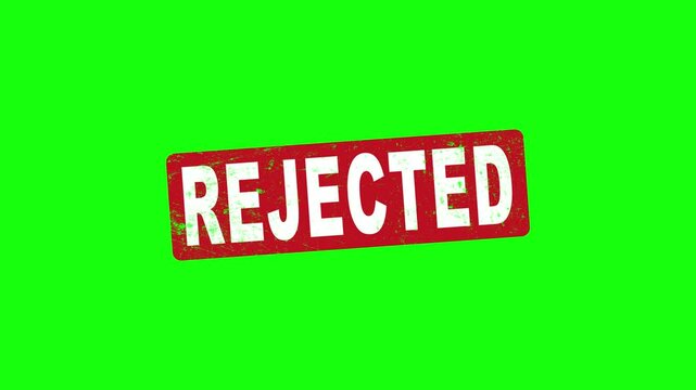 Rejected stamp stamp with red ink animation on green scren background.  Rubber stamp with grunge texture, motion graphics, animation, footage, 4K