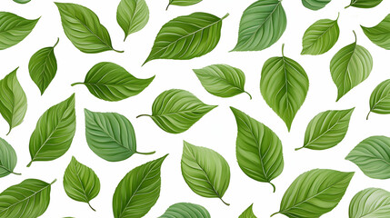 Green leaves pattern, nature background, botanical illustration, design element