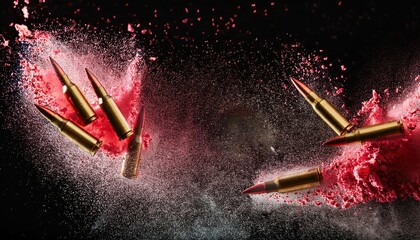 Explosive Impact of Bullets in Colored Powder