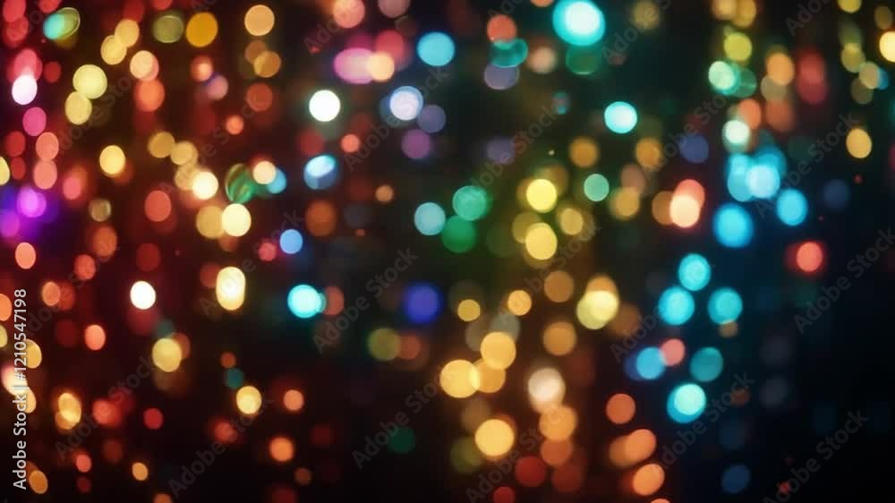 Poster multicolored bokeh lights creating a vibrant, dreamy effect on a dark backdrop