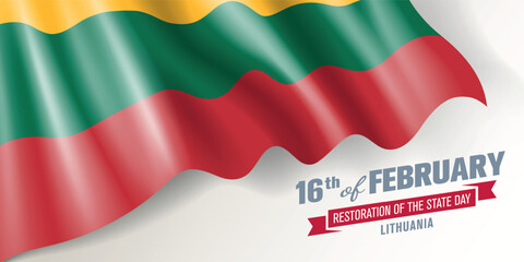 Lithuania Restoration of the state day vector banner, greeting card
