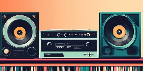 Fototapeta premium Timeless Retro Vinyl Album Cover Art with Distinct Labels and Iconic Design