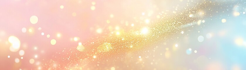 Smooth holographic gradient in pastel hues enhances a modern aesthetic with gold foil patterns and subtle sparkles, providing elegance and ample space for text