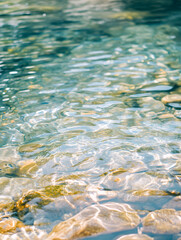 Beautiful Sunlit Rippling Blue Water Surface with Reflections and Natural Serenity : Generative AI