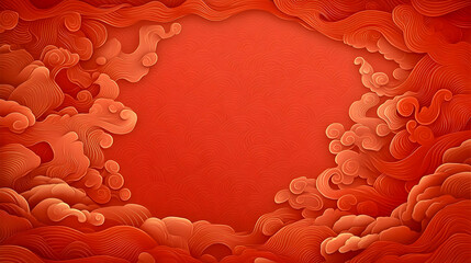 Red cloud wave frame design, perfect for Chinese New Year celebrations or festive backgrounds