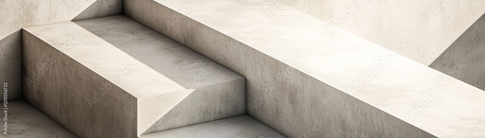 Poster overlapping concrete slabs create a modern abstract design against a soft beige backdrop, emphasizin