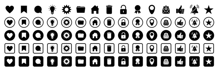 Web icon set. Home, location, call, at, email, address, chat, message, mail, telephone, information, support, search, website, icon. Contact and web icons set. Website set icon vector.
