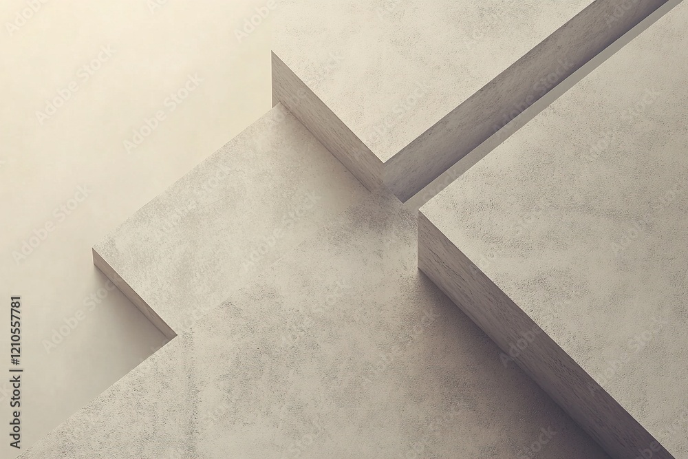 Poster overlapping concrete slabs create a calming yet modern abstract composition against a soft beige bac