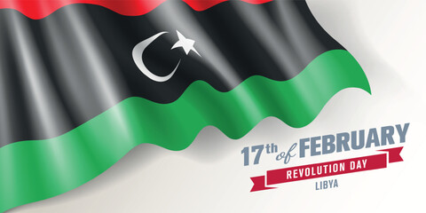 Libya revolution day vector banner, greeting card