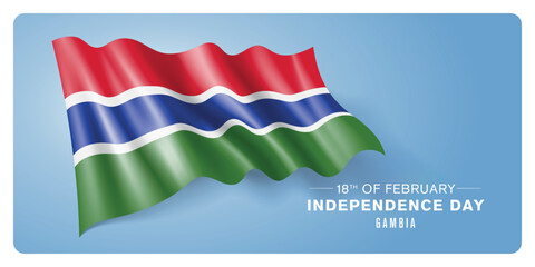 Gambia independence day vector banner, greeting card.