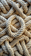 Fototapeta premium Textured natural ropes in intricate patterns for decor, crafting, or design inspiration, perfect for DIY projects or blogs.