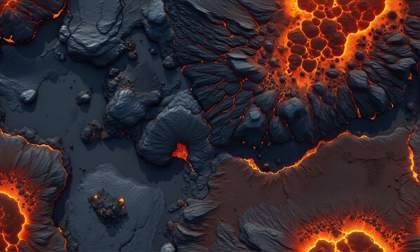   A stunningly detailed volcanic planet with seamless lava texture and surface features.