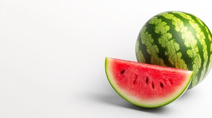 Watermelon with a Fresh Slice on White Background. Generative AI