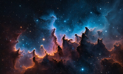 Fototapeta premium Stunning space art depicting a nebula with intricate dust textures, capturing the essence of the Eagle Nebula.
