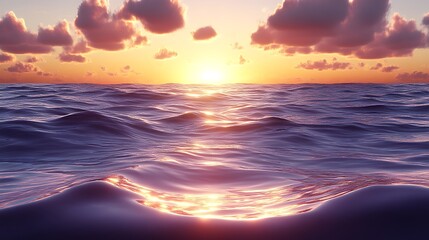 Fototapeta premium Serene Sunset Over Gentle Ocean Waves