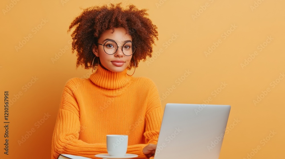 Aufkleber contemporary home learning setup modern desk and laptop with afrocentric design - empowering remote 