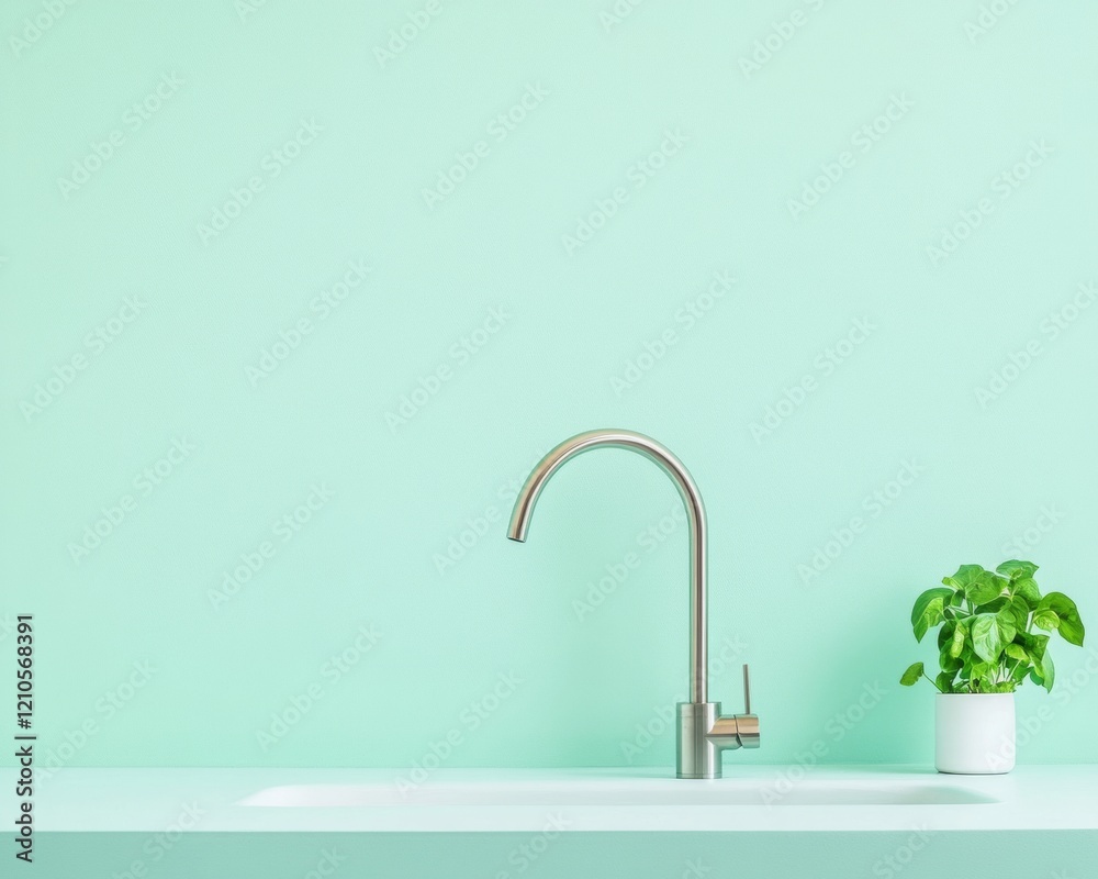 Aufkleber scandinavian minimalism in smart kitchens brushed steel motion-activated faucet with digital temp di