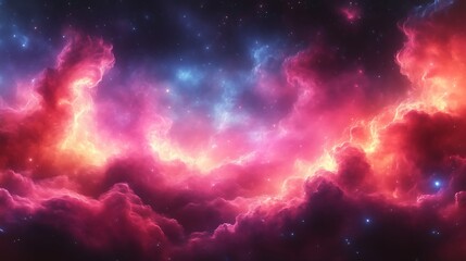 Fototapeta premium Cosmic Nebula Pink And Blue Hues Celestial Cloudscape