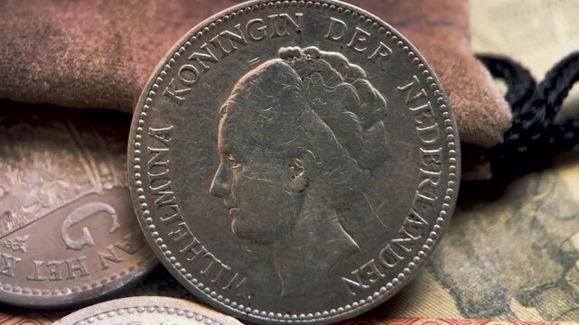collection of one guilder wilhelmina coins 1922-1945.