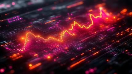 Obraz premium Glowing digital stock market graph.