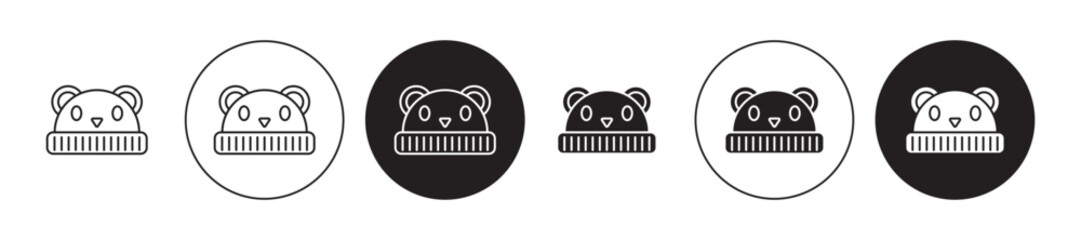 Baby hat icons set in black filled and stroke line style