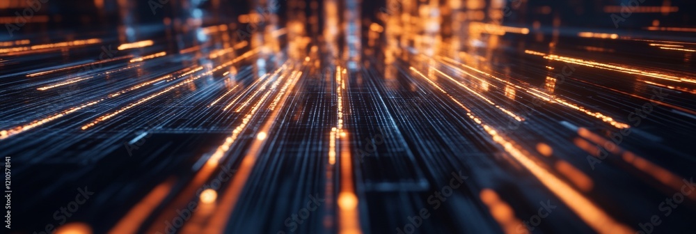 Poster Digital Data Visualization Futuristic LED Light Patterns on Dark Background - Advanced Analytics and Strategic Business Insights for Modern Corporate Growth