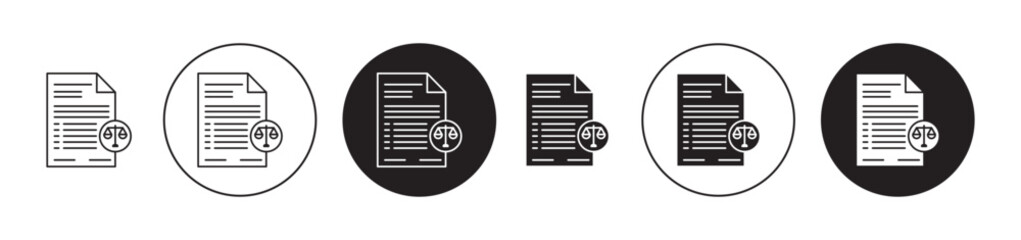 Court file icons set in black filled and stroke line style