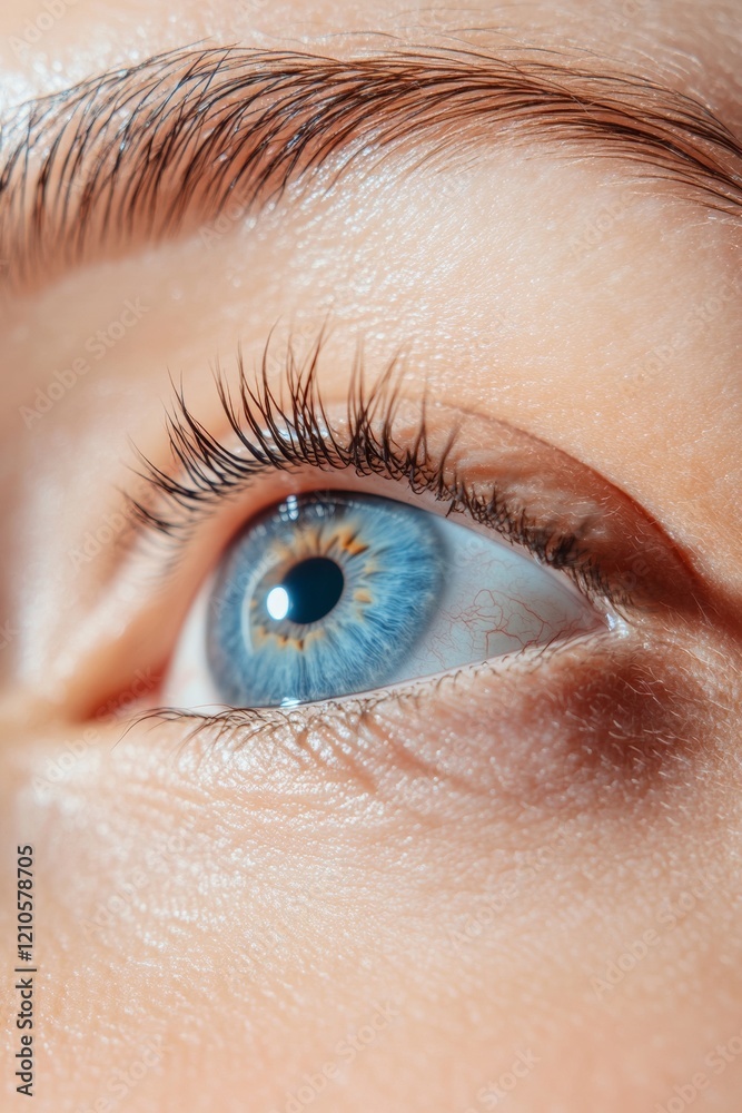 Poster high-tech precision close-up of blue eye showcasing ai vision and facial recognition in cutting-edge