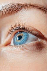 High-Tech Precision Close-Up of Blue Eye Showcasing AI Vision and Facial Recognition in Cutting-Edge Surveillance Systems for Enhanced Security and Innovation