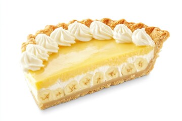 Delicious Slice of Banana Cream Pie with Whipped Topping and Crumb Crust