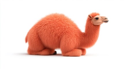 Furry Camel on White Background. Generative AI