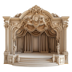 Ornate theater stage design with decorative elements on a transparent background