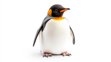 Fototapeta premium Cute Penguin in Minimalistic White Background. Generative AI