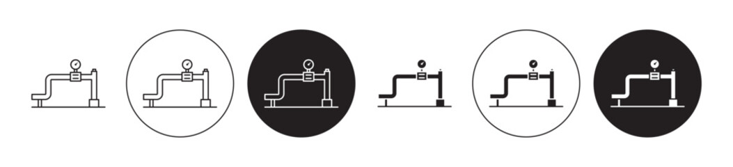 Gas pipe icons set in black filled and stroke line style