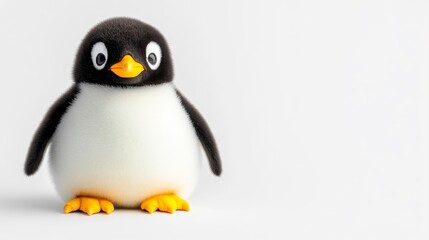 Fototapeta premium Cute Penguin on White Background with Arctic Theme. Generative AI