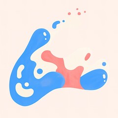 A colorful, abstract splash design featuring blue and pink shapes on a light background, conveying a playful and vibrant aesthetic.