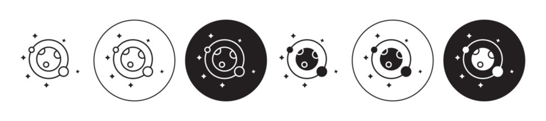 Galaxy icons set in black filled and stroke line style