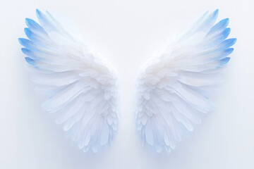 Fototapeta premium Delicate white wings with blue tips display beauty against a light background