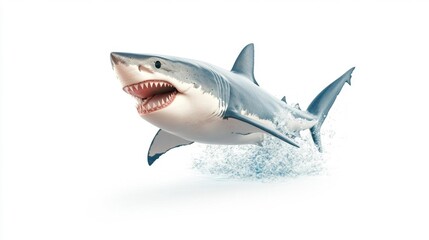 Fototapeta premium Shark Swimming through the Ocean Splash. Generative AI