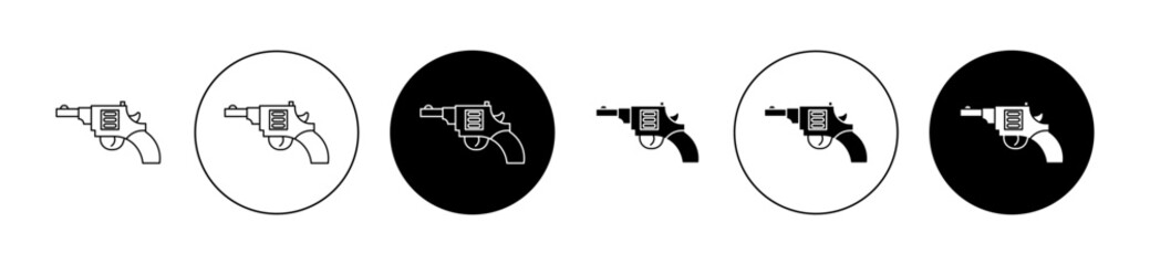 gun Icons set in black filled and stroke line style
