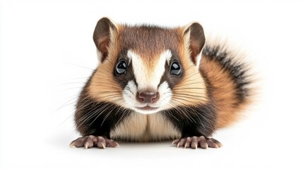 Close-up of a Skunk on White Background. Generative AI