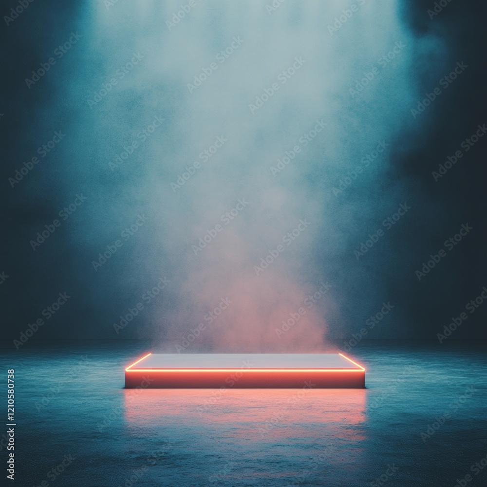 Aufkleber neon minimalism in virtual showcases abstract geometric stage with ambient lighting for digital perf
