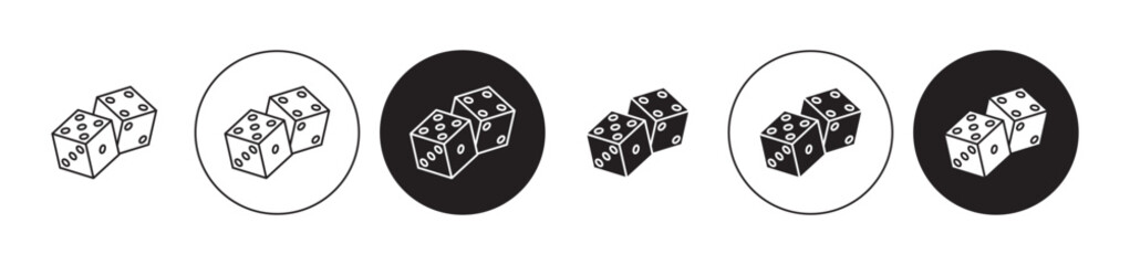 Ludo Dice icons set in black filled and stroke line style