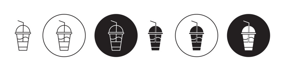 Milk shake icons set in black filled and stroke line style
